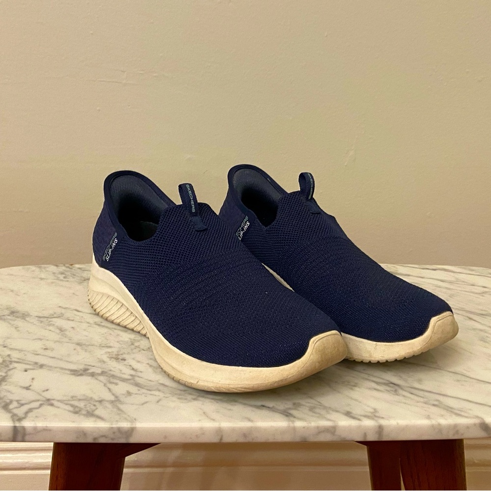 Navy sketchers slip on casual shoes